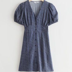 & Other Stories Blue Floral Button Down Mini Dress